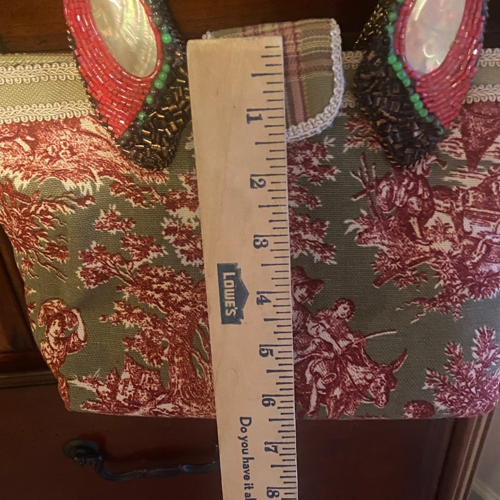 Mary Frances Red and Green Beaded Tote - Picture 9 of 11